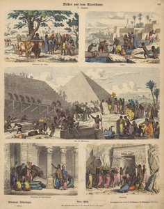 Det gamle Egypten (farvet gravering) af German School
