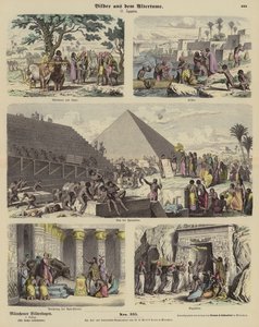 Det gamle Egypten (farvet gravering) af German School