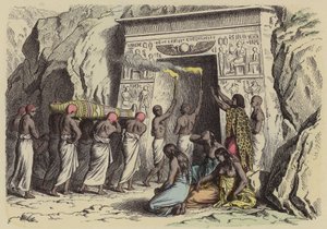 Gammel egyptisk begravelse (farvet gravering) af German School
