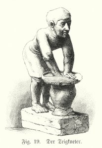 Gammel egyptisk figur af en mand, der blander dej (gravering) af German School