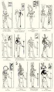 Gamle egyptiske guder og gudinder (gravering) af German School