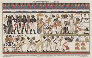 Gammelt egyptisk maleri (farve litho) af German School