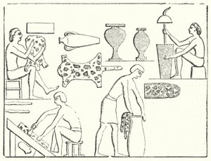 Gamle egyptiske garvere (gravering) af German School