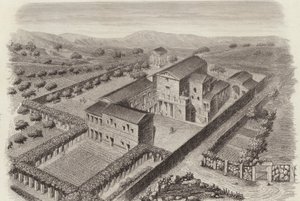 Gammelt græsk landsted i Al-Barah, Syrien. Illustration til Bilder-Atlas (gravering) af German School