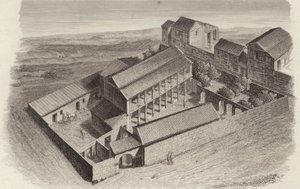 Gamle græske huse i Moudleja, Syrien. Illustration til Bilder-Atlas (gravering) af German School