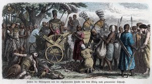 Oldtidens historie. Egypten. Tæller de hænder, der er skåret til fanger. Tysk ... (gravering) af German School