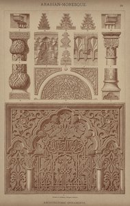 Arabisk-morske, arkitektoniske ornamenter (farve litho) af German School