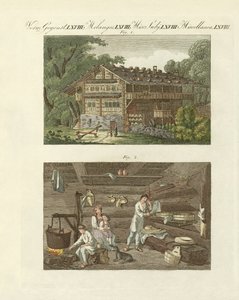 Arkitektur i Schweiz (farvet gravering) af German School