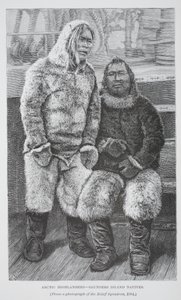 Arctic Highlanders - Saunders Island Natives, pub. London 1886 (gravering) af German School