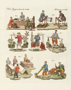Kunst og håndværk i Kina (farvet gravering) af German School