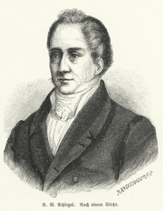 August Wilhelm Schlegel, tysk digter og oversætter (litho) af German School