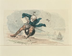 Baron Munchausen (farve litho) af German School