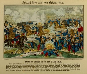 Slaget ved Zajecar, 2.-3. juli 1876, under den første serbo-osmanniske krig (1876-77), Neuruppiner Bilderbogen, 1876 af German School