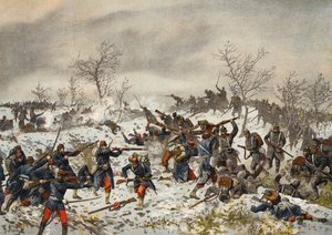 Slaget ved Le Mans-Champagne, den fransk-preussiske krig, 11. januar 1871 af German School