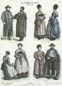 Bavarian costumes, 19th Century  af German School