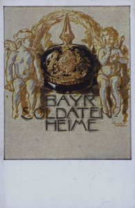 Bayersk soldaterhjelm (farvelitografi) af German School