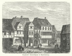 Fødested for digteren Friedrich Gottlieb Klopstock, Quedlinburg, Tyskland (gravering) af German School