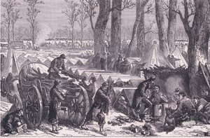 Bivuak af general Du Croys tropper i Vincennes skove, Cassells History of the War between France and Germany udgivet af Cassell and Company Limited, ca. 1890 (litho) af German School