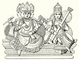 Brahma og Saraswati (gravering) af German School