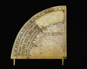 Messingskive med skyder lavet i Tyskland. Radius størrelse 12,2 cm. Firenze fra det 14. århundrede, institut og museum for videnskabshistorie af German School