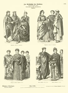 Byzantine costumes, first half of 6th Century  af German School