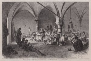 Fangede garibaldianere og franske franc-tireurs i rådhuset i Dijon, Frankrig, fransk-preussisk krig, midten af december 1870 (gravering) af German School