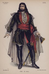 Carl, fra Die Rauber (Røverne) af Friedrich Schiller (farve litho) af German School