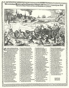 Tegneserie, der skildrer jesuitter drevet ud af Bøhmen og Ungarn i 1620 ved begyndelsen af 30-års krigen (gravering) af German School