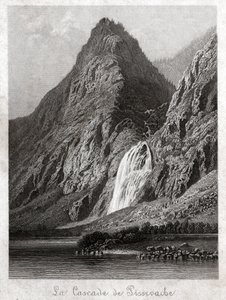 Cascade de Pissevache. (gravering, omkring 1830) af German School
