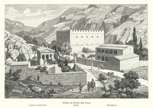 Slot på vejen fra Eleusis til Athen, det antikke Grækenland (gravering) af German School