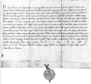 Charter af Henry Raspe, landgrave af Thüringen og tysk antikonge, for biskop Hermann af Würzburg af German School