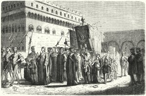 Børneoptog i Firenze under Girolamo Savonarolas styre (gravering) af German School