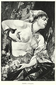 Cleopatra og asp, det gamle Egypten (litho) af German School