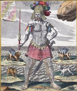 Colossal King Astride His Empire, ca. 1750 (gravering) af German School