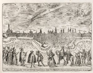 Komet set over Augsburg slutningen af november 1618, pub. 1618. af German School