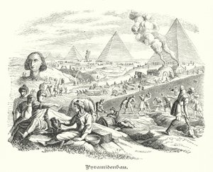 Konstruktion af pyramiderne, det gamle Egypten (gravering) af German School