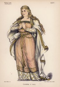 Cordelia, fra Shakespeares King Lear (farve litho) af German School