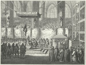 Kroningen af Karl X Gustav af Sverige i Uppsala domkirke af German School