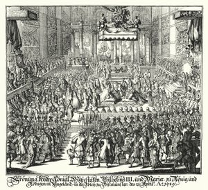 Kroning af kong William III og dronning Mary i Westminster Abbey af German School