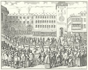 Kroningsprocession af Matthias, den hellige romerske kejser i 1612. af German School