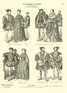 Costume of French royalty and nobility, 16th Century  af German School