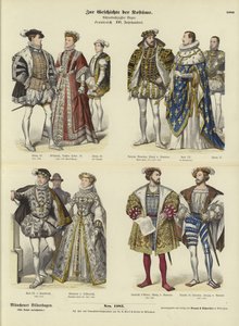 Costume of French royalty and nobility, 16th Century  af German School