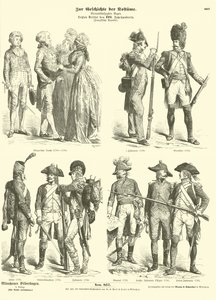 Costumes and military uniforms of Republican France, 1790s  af German School