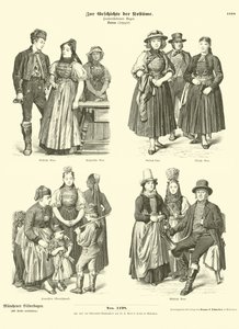 Costumes from Baden, Germany, 19th Century  af German School