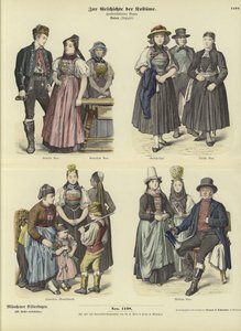 Costumes from Baden, Germany, 19th Century  af German School