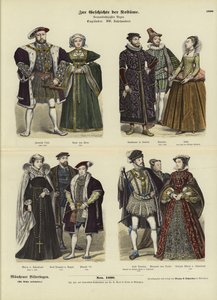 Costumes of English and Scottish royalty and nobility, 16th Century  af German School