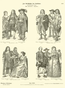 Costumes of English nobility, 17th Century  af German School