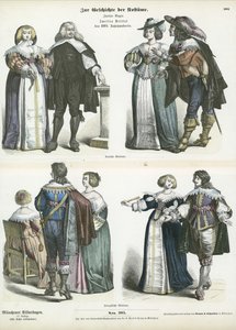 Costumes of German and French nobility, mid 17th Century  af German School