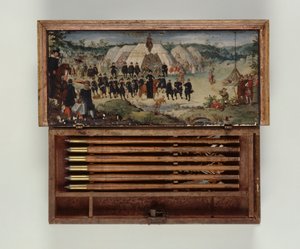 Armbrøstboltekasse tilhørende Prins Otto von Hesse, 1615 (malet træ) (se også 312140-312143)