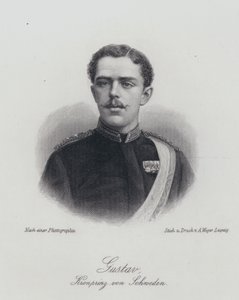 Kronprins Gustaf af Sverige, den fremtidige kong Gustaf V (gravering) af German School